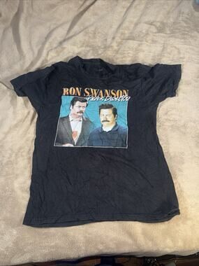 Parks and Recreation Ron Swanson T-Shirt Men’s Small Black Crew